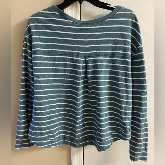 We the free crewneck top boxy fit striped dark teal oversized Small - Picture 5 of 7